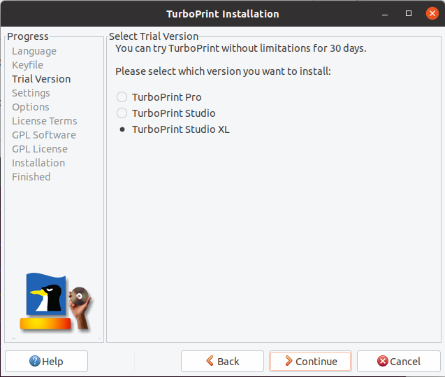 TurboPrint trial version selection.png