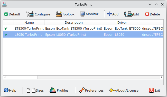 Screenshot TurboPrint Control Center